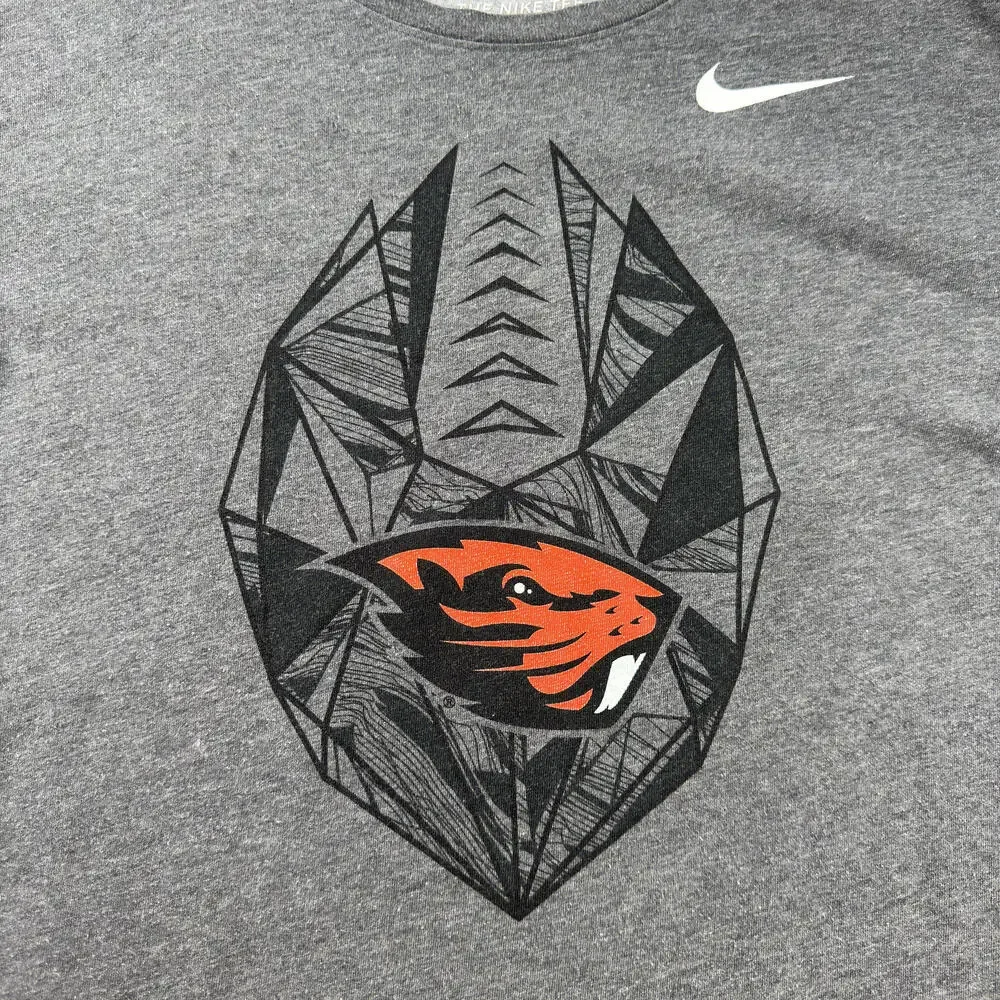 OSU‎ Beavers Football Nike Tee Men's Long Sleeve Grey Shirt Dri-Fit Large